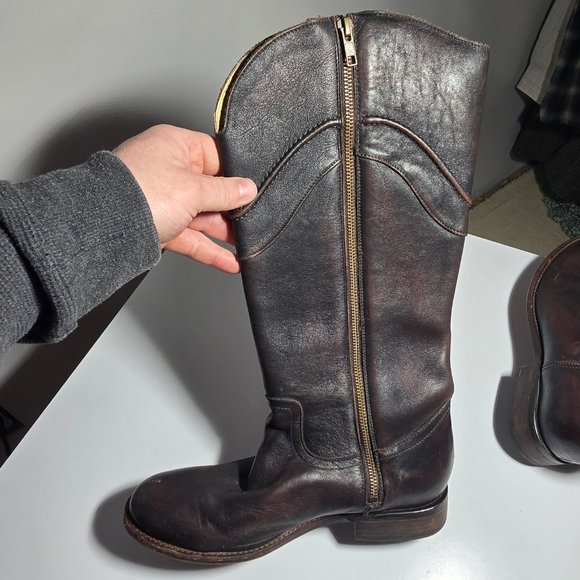 Justin Boots Dark Brown Heeled Boots - Picture 5 of 13